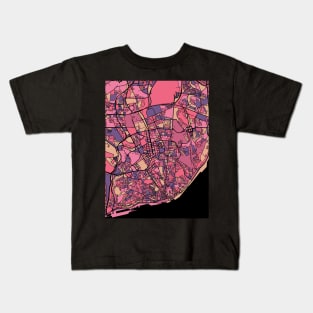 Lisbon Map Pattern in Purple & Pink Kids T-Shirt